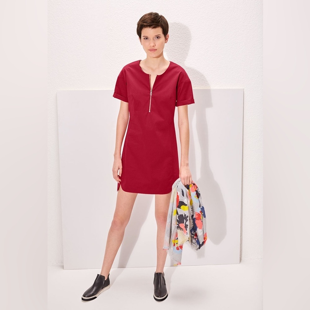 Cop Copine Sensible Robie Brick Red Short Sleeve Mini Sheath Dress Size 36 Small